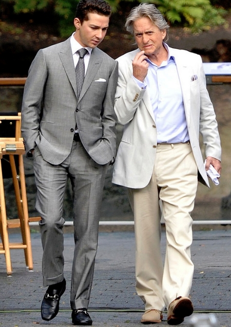 Wall Street 2: Money Never Sleeps, foto dal set di Shia LaBeouf e Michael Douglas