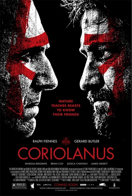 Coriolanus, poster con Ralpha Fiennes e Gerard Butler