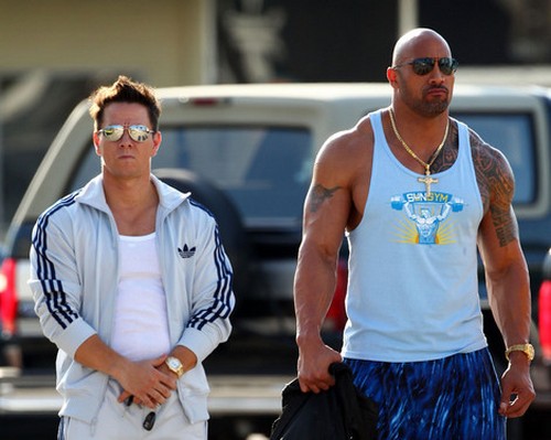 Pain and Gain, foto dal set con Dwayne Johnson e Mark Wahlberg