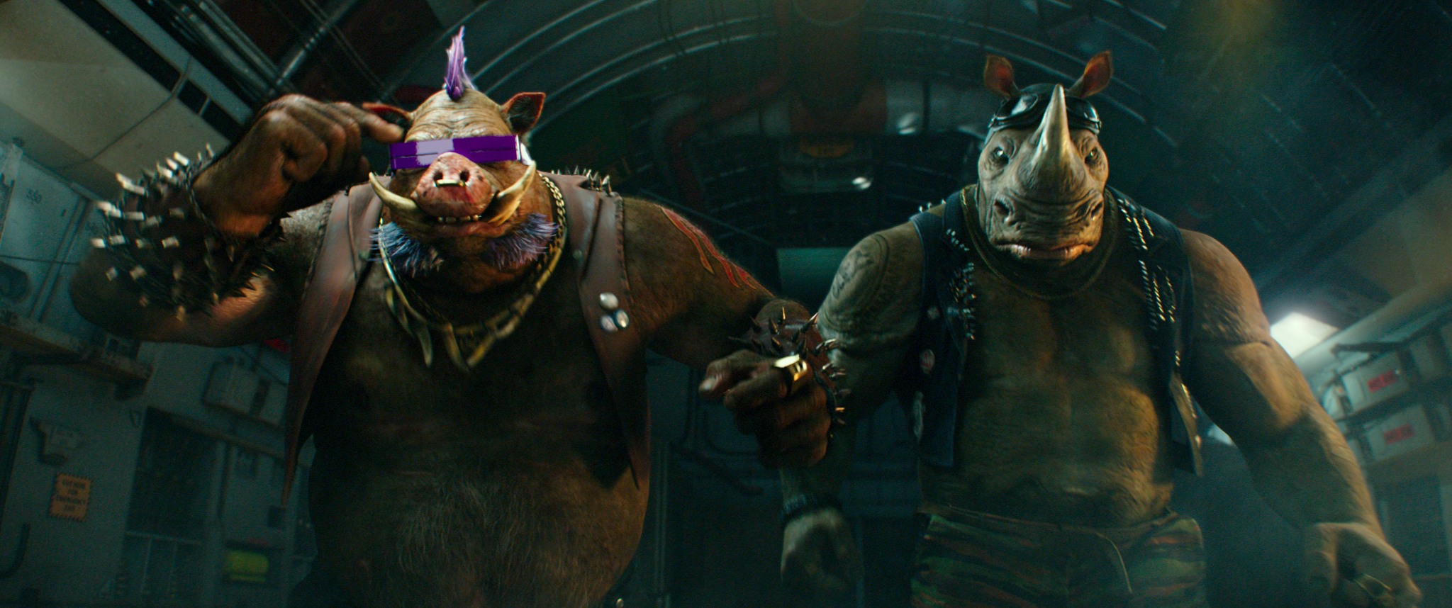 Left to right: Bebop and Rocksteady in in Teenage Mutant Ninja Turtles: Out of the Shadows from Paramount Pictures, Nickelodeon Movies and Platinum Dunes Productions