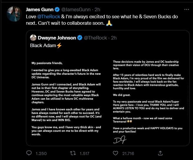 gunn the rock black adam
